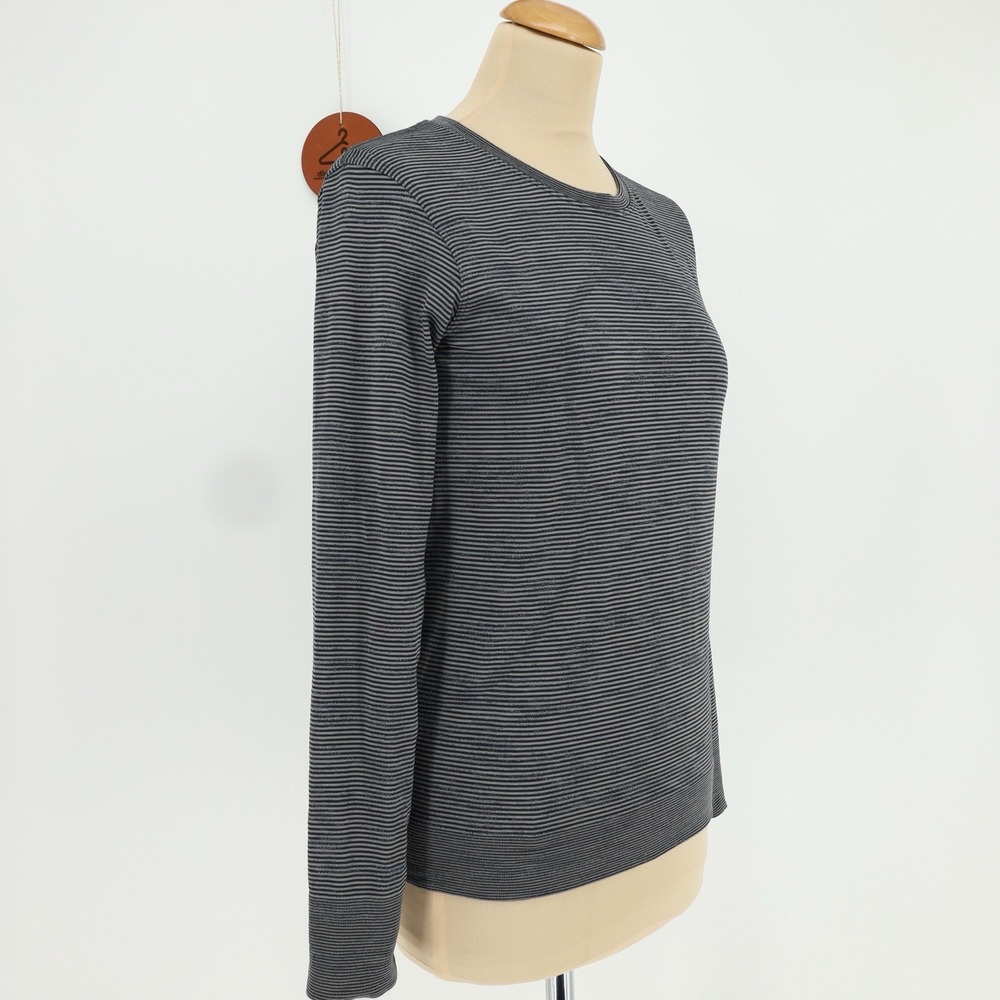 Lululemon Swiftly Relaxed Long Sleeve Size 4‎ Chroma Stripe Black Gull Grey - Picture 2 of 7